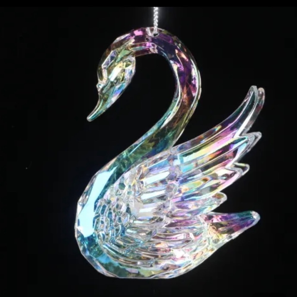 Clear AB Swan Christmas Ornaments: Elegant Plastic Hanging Decorations one item